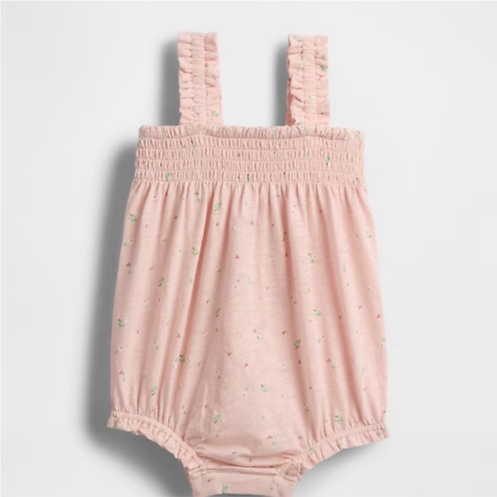 NWT GAP Baby Smocked Shorty One Piece Pink Floral 3-6 Months